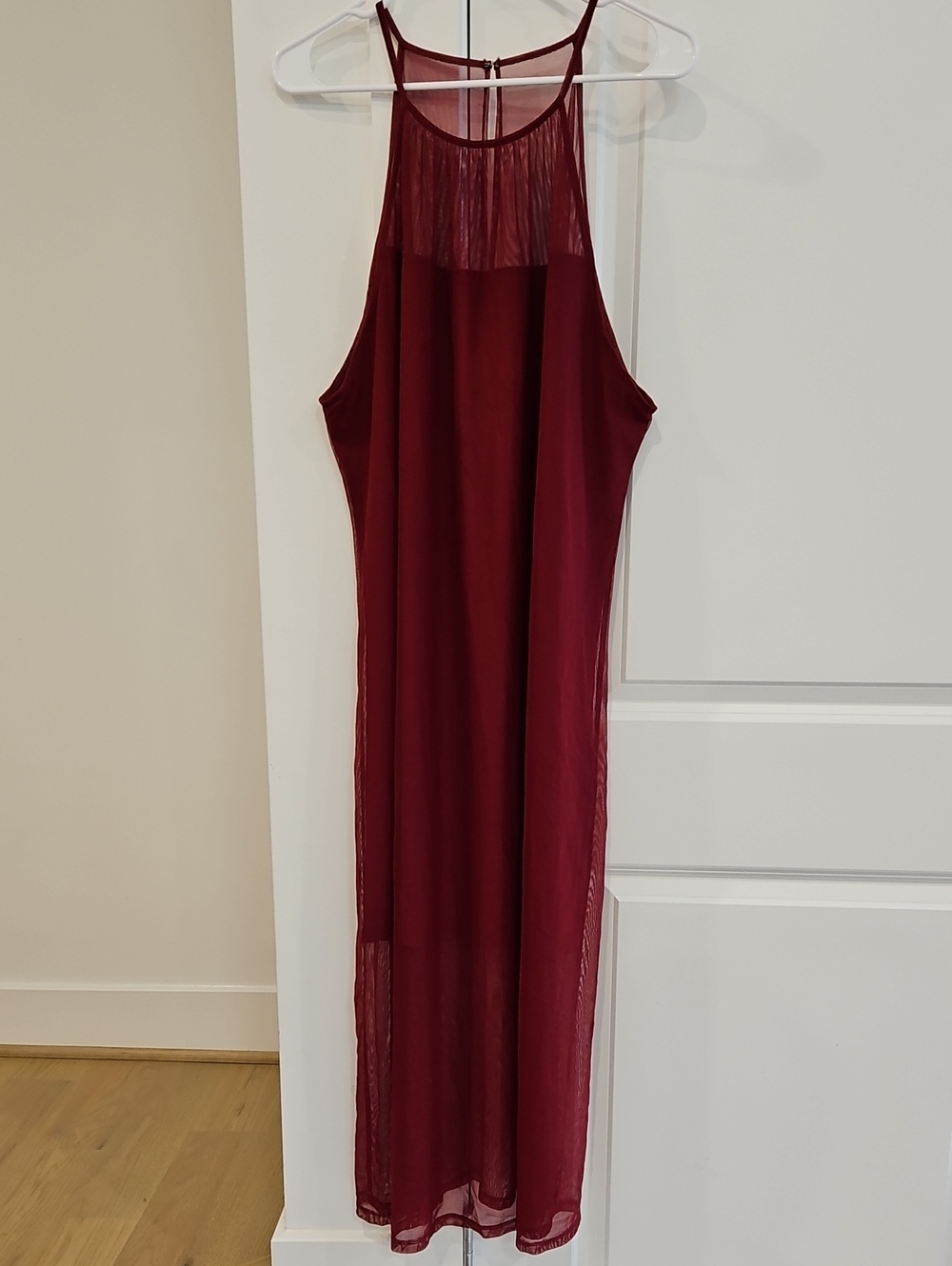 Sheer Burgundy Halter Sleep Chemise